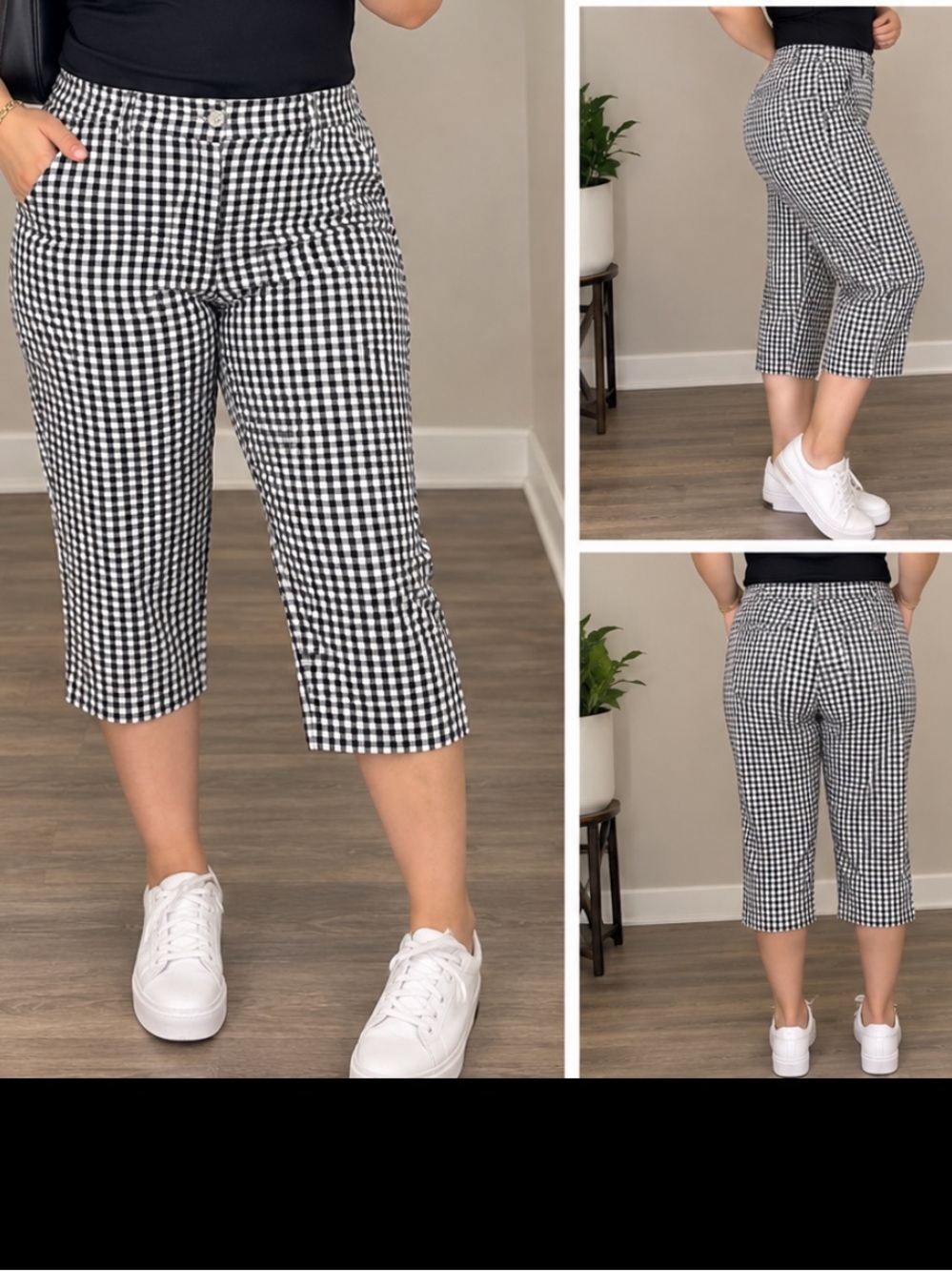 Ralph Lauren Black and White Gingham Crop Capris